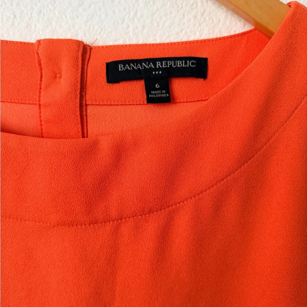 Banana Republic Coral Orange Dream Shift Dress Ruffle Sleeve Career Church Sz 6 - Picture 3 of 8